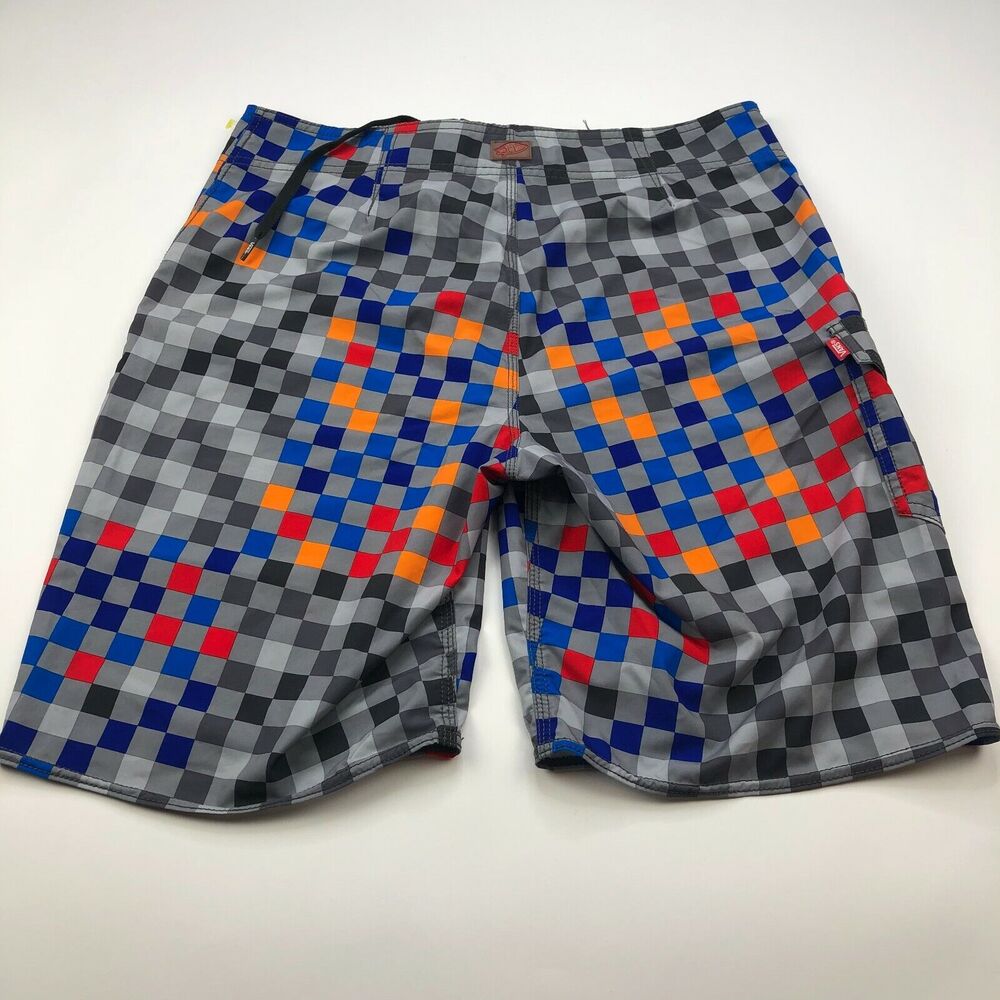Vans 31 Mens (Actual 32W) EUC Checkered Board Beach Surf Swim Shorts